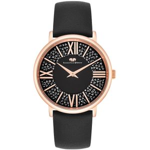 Rhodenwald & Söhne - Quarzuhr Pamina in Roségold Echtleder in Schwarz Damenuhren 1 ct Damen (97.99 € / 1 ct)