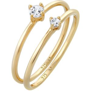 Elli PREMIUM - Topas Solitär Stapelring 2er Set 375 Gelbgold Ringe 1 ct Damen (237.99 € / 1 ct)