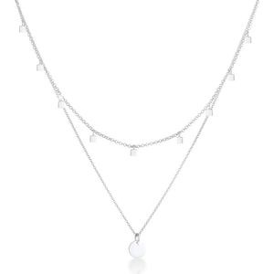 Elli - 2er Set Choker Layer Plättchen Geo 925 Silber Ketten 1 ct Damen (59.49 € / 1 ct)