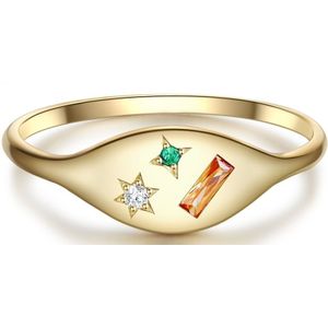 Lulu & Jane - Ring aus Messing in Gelbgold mit Zirkonia Ringe 1 ct Damen (17.99 € / 1 ct)
