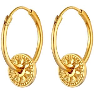 Elli - Creolen Einhänger Coin Sonne Antik 925er Silber Ohrringe 1 ct Damen (67.99 € / 1 ct)