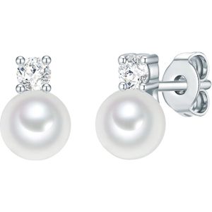 Trilani - Ohrstecker Sterling Silber Zirkonia Süßwasser-Zuchtperle in Silber Ohrringe 1 ct Damen (36.99 € / 1 ct)