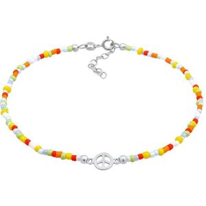 Elli - Peace Frieden Symbol Glas Beads Bunt 925 Silber Fußketten 1 ct Damen (42.49 € / 1 ct)