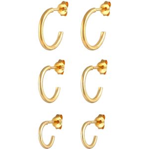 Elli - 3er Set Creolen Stecker Basic Trend 925 Silber Ohrringe 1 ct Damen (89.99 € / 1 ct)