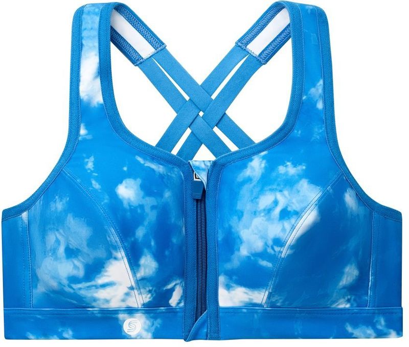 GLAMORISE - Sport-BH mit Reißverschluss vorn - Batik blau/weiß Unterwäsche 1 ct Damen (32.19 € / 1 ct)