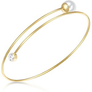 Lulu & Jane - Perlen-Armband Messing Glaskristall Muschelkernperle in Gelbgold Armbänder & Armreife 1 ct Damen (32.99 € / 1 ct)