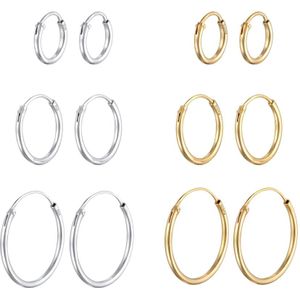 Elli - Creolen Basic 6er Set 925 Silber Ohrringe 1 ct Damen (42.49 € / 1 ct)