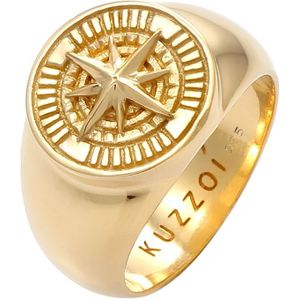 KUZZOI - Herren Siegelring Kompass Oxidiert 925 Silber Ringe 1 ct (84.99 € / 1 ct)