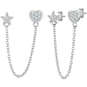 Glanzstücke München - Ohrstecker Herz/Stern aus Sterling Silber in Silber mit Zirkonia Ohrringe 1 ct Damen (59.99 € / 1 ct)