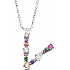 dKeniz - Anhänger mit Kette 925/- Sterling Silber Zirkonia bunt Charms & Kettenanhänger 1 ct Weiss Damen (124.89 € / 1 ct)