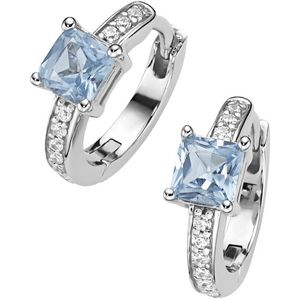Giorgio Martello Milano - Klappcreolen mit hellblauen und weißen Zirkonia, Silber 925 Herrenschmuck 1 ct Violett (58.64 € / 1 ct)
