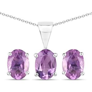 Vira Jewels - Schmuck-Set 925/- Sterling Silber Amethyst lila 2,4 ct. Ohrringe 1 ct Damen (92.89 € / 1 ct)