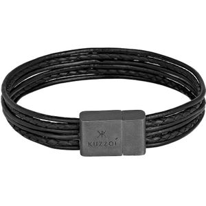 KUZZOI - Leder 6-reihig Magnet Basic 925 Silber oxidiert Herrenschmuck 1 ct Herren (110.49 € / 1 ct)