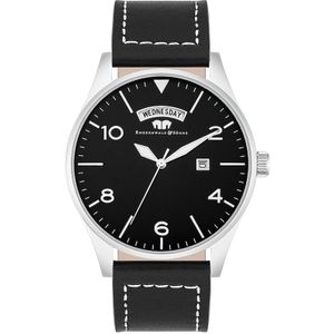 Rhodenwald & Söhne - Quarzuhr Vintage in Silber Echtleder in Schwarz Herrenuhren 1 ct Herren (97.99 € / 1 ct)