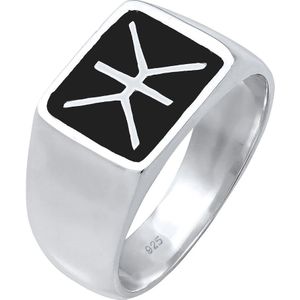KUZZOI - Herren Siegelring Emaille Logo Basic 925 Silber Ringe 1 ct (89.99 € / 1 ct)