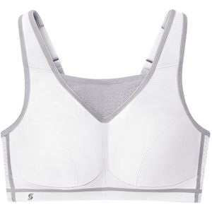 GLAMORISE - Elite Sport-Bustier mit bestem Halt - Weiß mit grauem Besatz Unterwäsche 1 ct Damen (58.89 € / 1 ct)