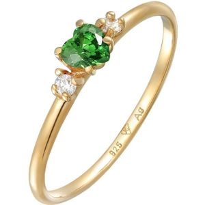 Elli - Herz Zirkonia Grün Liebe 925 Silber vergoldet Ringe 1 ct Damen (33.99 € / 1 ct)