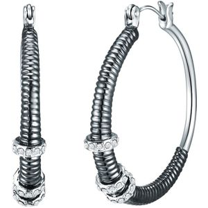 Lulu & Jane - Creolen Metall-Legierung verziert mit Kristallen von Swarovski® in Silber/Schwarz 1 ct Damen (49.99 € / 1 ct)
