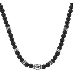 Giorgio Martello Milano - Collier schwarze Achat-, Tigerauge- oder syn. Türkis-Kugeln, Silber 925 Ketten 1 ct Schwarz Herren (168.99 € / 1 ct)