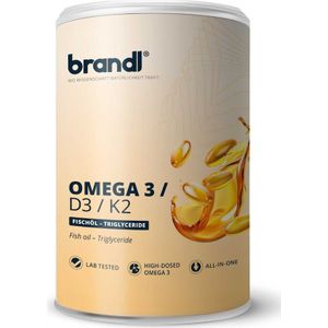Brandl Nutrition - Omega 3 D3 K2 Kapseln aus Fischöl | EPA DHA im 2:1 Verhältnis Vitamine 178 g (252.19 € / 1 kg)