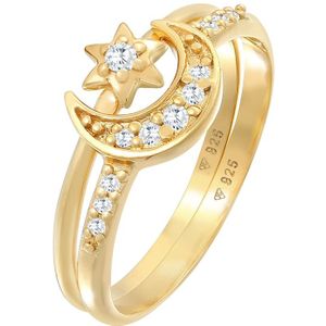 Elli - Elli Ring Stern Mond Zirkonia Stapelring 2er Set 925 Silber Ringe 1 ct Damen (59.99 € / 1 ct)
