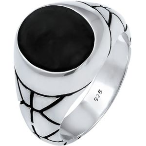 KUZZOI - Basic Herren Siegelring Oval Emaille 925er Silber Ringe 1 ct (76.49 € / 1 ct)