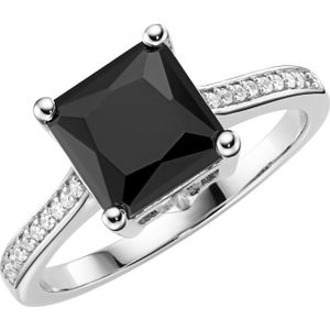 Giorgio Martello Milano - Ring mit schwarzen, hellblauen oder weißen Zirkonia, Silber 925 Ringe 1 ct Schwarz (68.99 € / 1 ct)