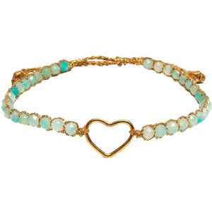 Samapura - Amazonit aus Südafrika Herzarmband | Gold Faden Armbänder & Armreife 1 ct Damen (31.99 € / 1 ct)