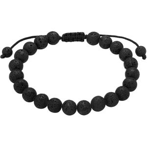 True Rebels - Armband aus Edelstahl in Schwarz mit Lavastein Armbänder & Armreife 1 ct Herren (25.49 € / 1 ct)