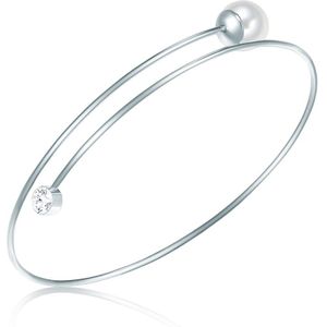 Lulu & Jane - Perlen-Armband Messing Glaskristall Muschelkernperle in Silber Armbänder & Armreife 1 ct Damen (36.99 € / 1 ct)