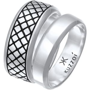 KUZZOI - Herren Bandring Basic 2er Set 925 Silber Ringe 1 ct (109.99 € / 1 ct)