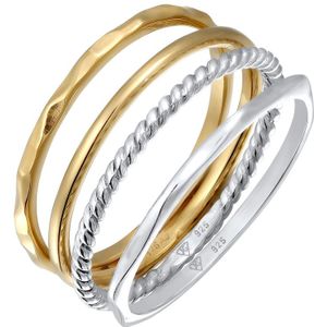 Elli - Bicolor Stapelbar 4er Set 925 Sterling Silber Vergoldet Ringe 1 ct Damen (59.99 € / 1 ct)