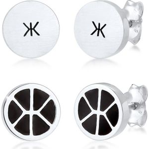 KUZZOI - Herren Stecker 2er Set Emaille Brushed 925 Silber Ohrringe 1 ct (42.49 € / 1 ct)
