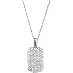 KUZZOI - Dog-Tag Zirkonia Weiß 925 Sterling Silber Ketten 1 ct Herren (93.49 € / 1 ct)