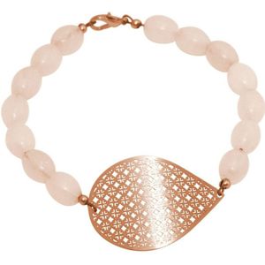 Gemshine - Armband 'Yoga Mandala und Rosenquarz Edelsteine' Armbänder & Armreife 1 ct Grau Damen (33.9 € / 1 ct)