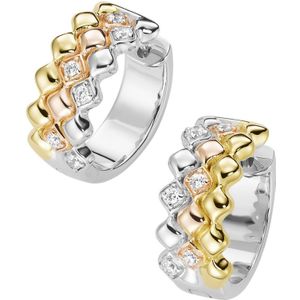 Giorgio Martello Milano - Klappcreolen mit Zirkonia, tricolor, Silber 925 Creolen 1 ct Hellbraun (135.14 € / 1 ct)