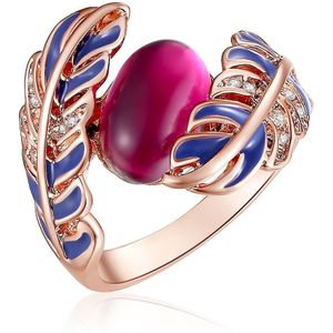 Lulu & Jane - Ring Feder aus Metall-Legierung in Roségold mit verziert mit Kristallen von Swarovski® Ringe 1 ct Damen (19.99 € / 1 ct)
