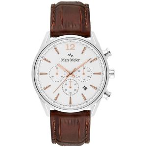 Mats Meier - Herren uhr Mats Meier Grand Cornier silber farbend - edelstahl und leder Herrenuhren 1 ct (95.99 € / 1 ct)