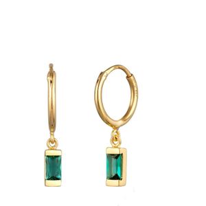 Elli PREMIUM - Creolen Rechteck Smaragd Synthetisch Grün 925 Sterling Silber vergoldet 1 ct Damen (99.99 € / 1 ct)