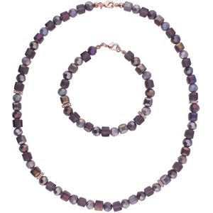 Smart Jewel - Schmuckset Schmuck mit Kristallsteinen in lila und lavendel, Messing Ketten 1 ct Violett (38.99 € / 1 ct)