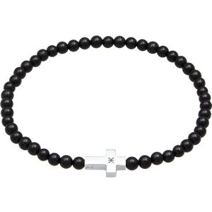 KUZZOI - Onyx Perlen Kreuz Vintage 925 Silber Herrenschmuck 1 ct Herren (31.99 € / 1 ct)