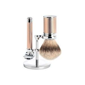 Mühle - TRADITIONAL 3-teiliges Rasierset, Silberspitz Dachszupf, mit Rasierhobel, Griffmaterial Metall, rot Rasur 1 ct Herren (182.99 € / 1 ct)