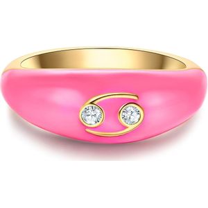 Glanzstücke München - Ring Sternzeichen Krebs aus Sterling Silber in Gelbgold mit Zirkonia Ringe 1 ct Damen (69.99 € / 1 ct)