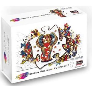 Eureka 2D RainboWooden Houten Legpuzzel Olifant - 120 Stukjes