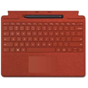 Microsoft Toetsenbord Signature voor Surface Pro X, 8 en 9 Klaproos Rood Franse Azerty + Stylus Microsoft Surface Slim Pen 2 Zwart