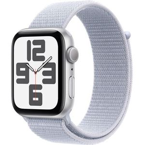 Apple Watch SE GPS 44 mm Silver Aluminium Case met Wolkblauwe Solo Loop