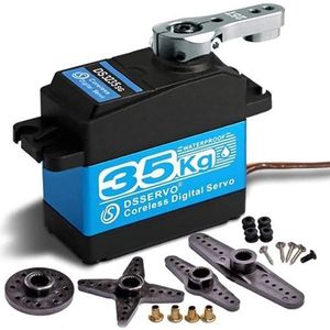 Kernloze Digitale Servomotor DS3235 35KG Roestvrijstalen Tandwielen 7.4V Waterdichte Hoge Koppel voor Robot RC Auto, Turkoois, Plastic