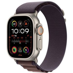 Apple Watch Ultra 2 GPS + Cellular 49mm Titanium behuizing met Medium Indigo alpine gesp