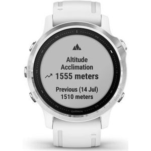 Garmin fenix 6S - Zilver - sporthorloge met band - silicone - wit - display 1.2 - 32 GB - Bluetooth, Wi-Fi, ANT+ - 44 g