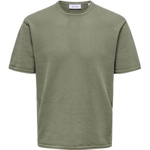 Only & sons onsken rlx ss crochet crew knit trui groen